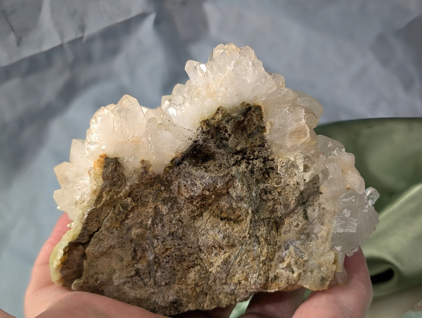 Prehnite and Quartz in Matrix Specimen