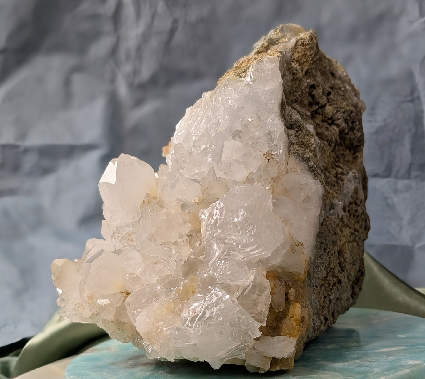 Prehnite and Quartz in Matrix Specimen
