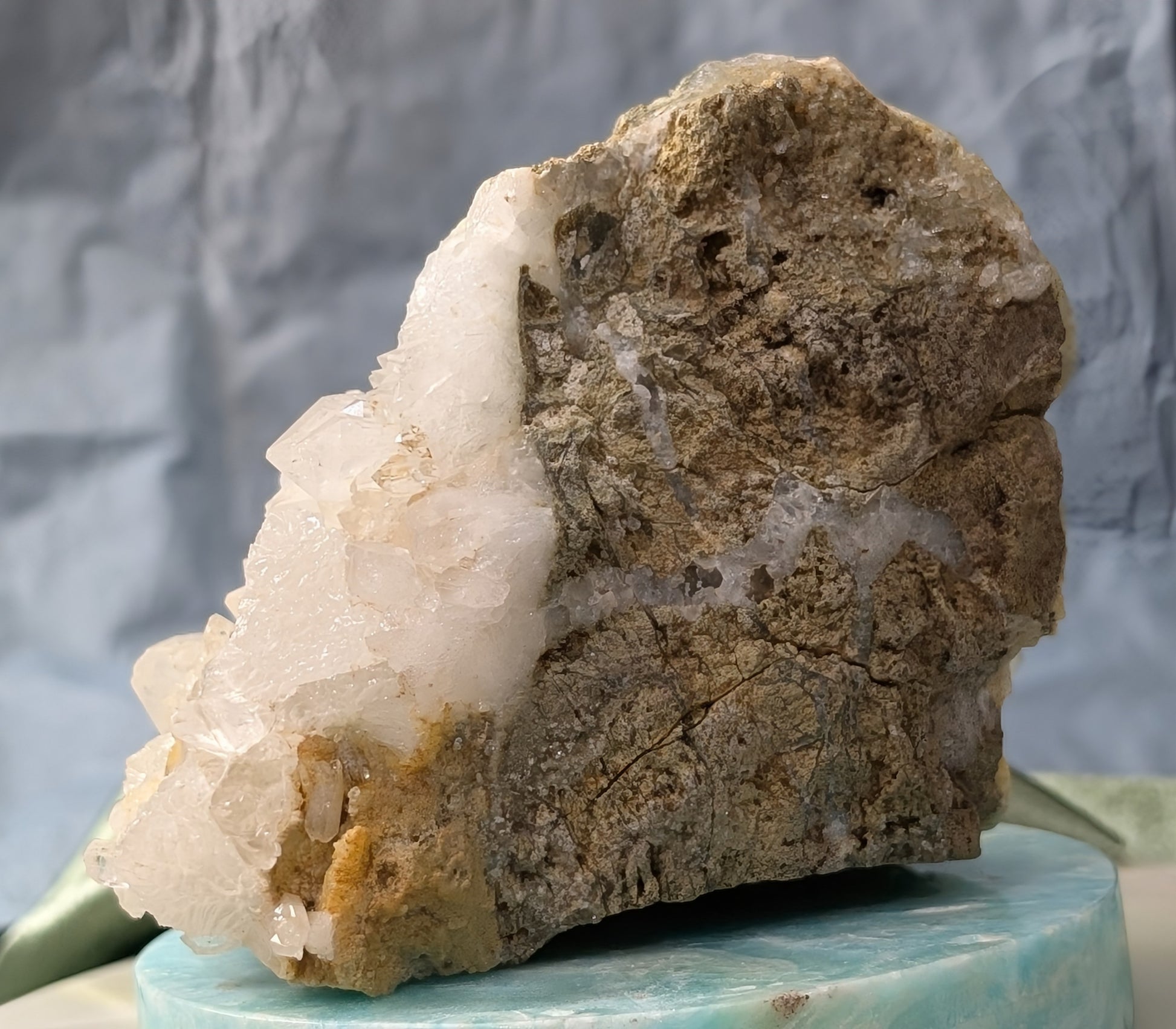 Prehnite and Quartz in Matrix Specimen