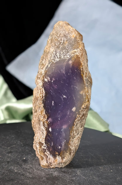 Purple Chalcedony Raw Edge Free Standing Slab