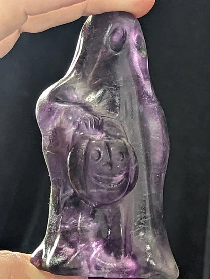 Purple Fluorite Trick or Treating Ghost Figurine