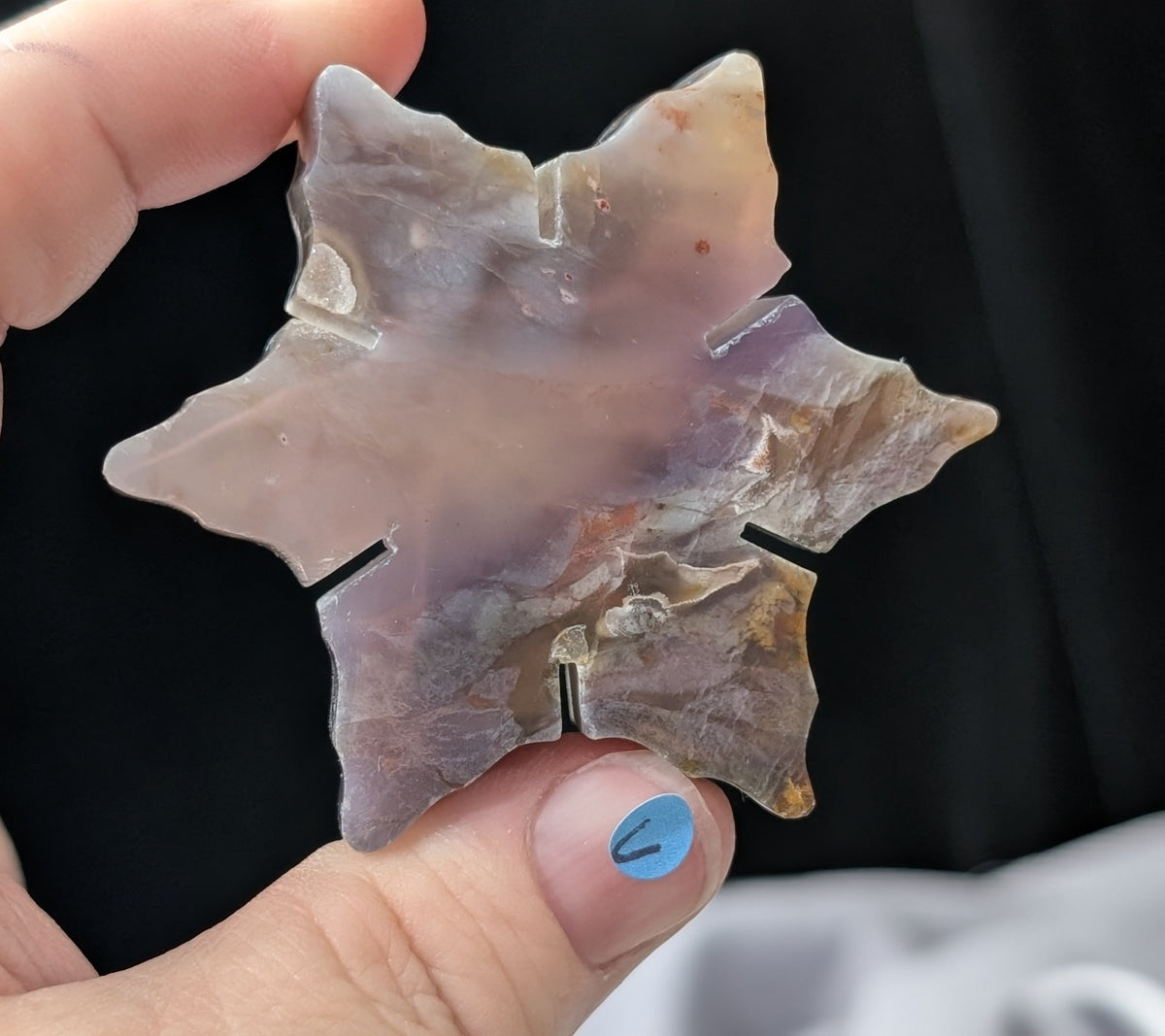 Purple and Blue Chalcedony Crystal Snowflake