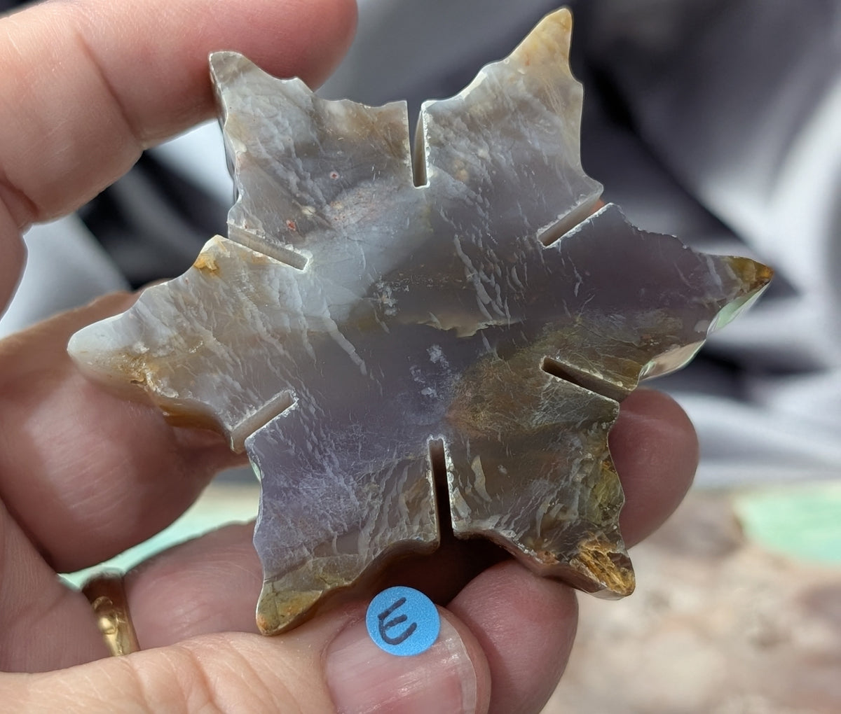 Purple and Blue Chalcedony Crystal Snowflake