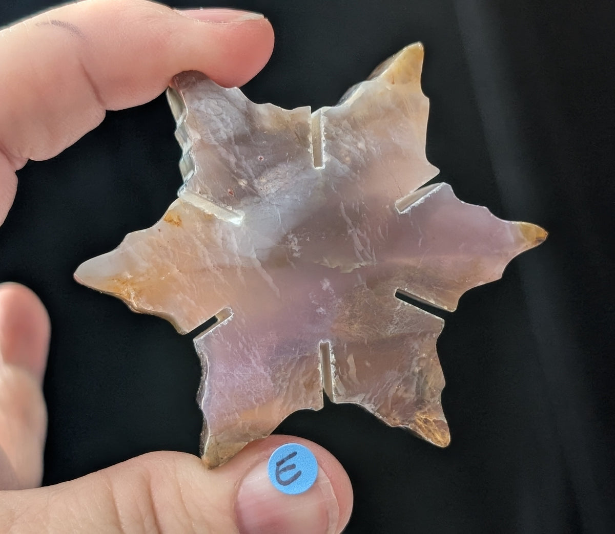 Purple and Blue Chalcedony Crystal Snowflake