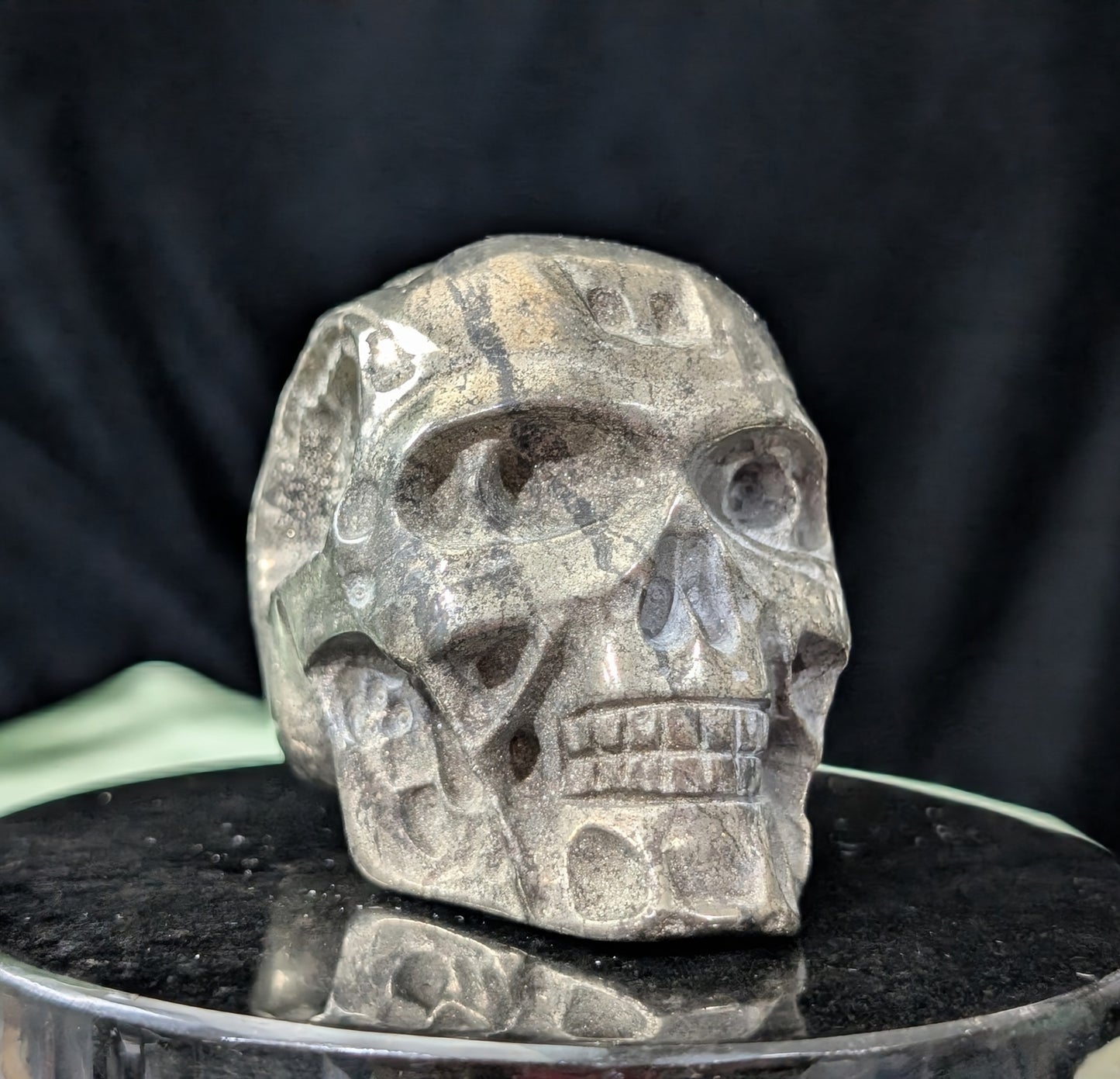 Pyrite Skull Carving