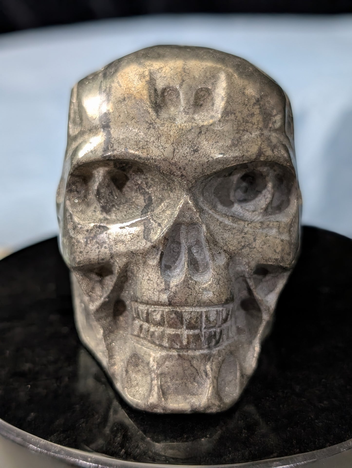Pyrite Skull Carving