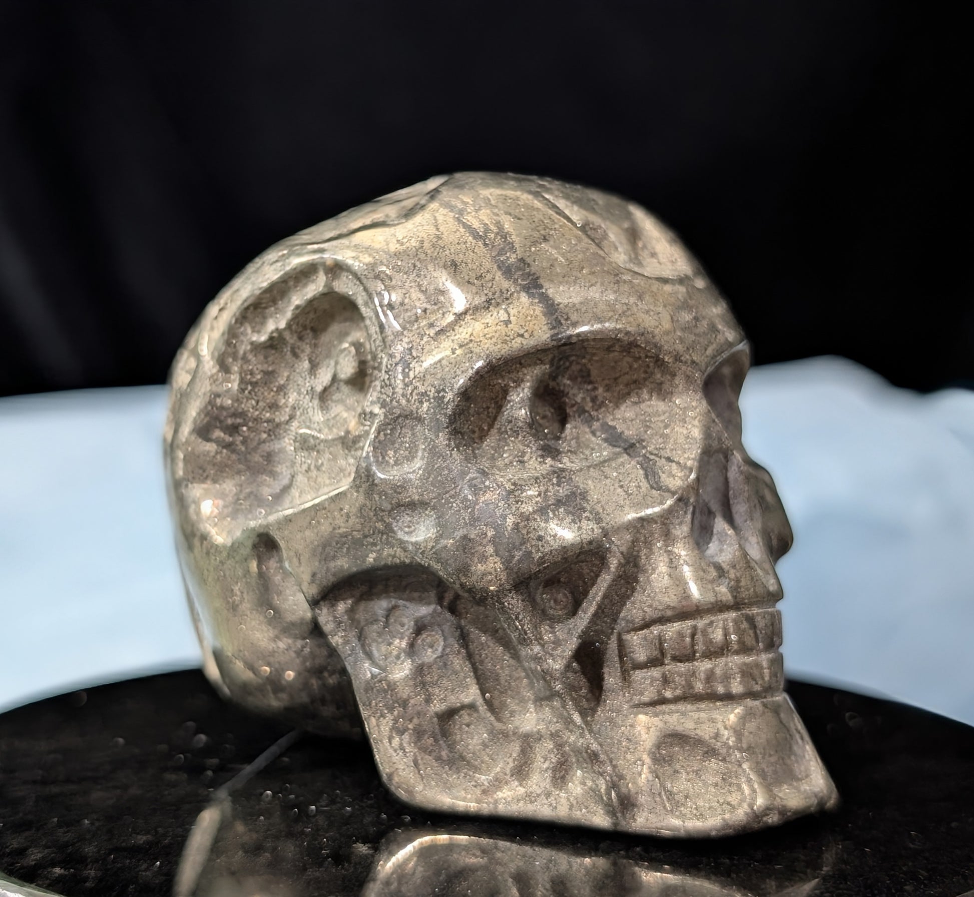 Pyrite Skull Carving