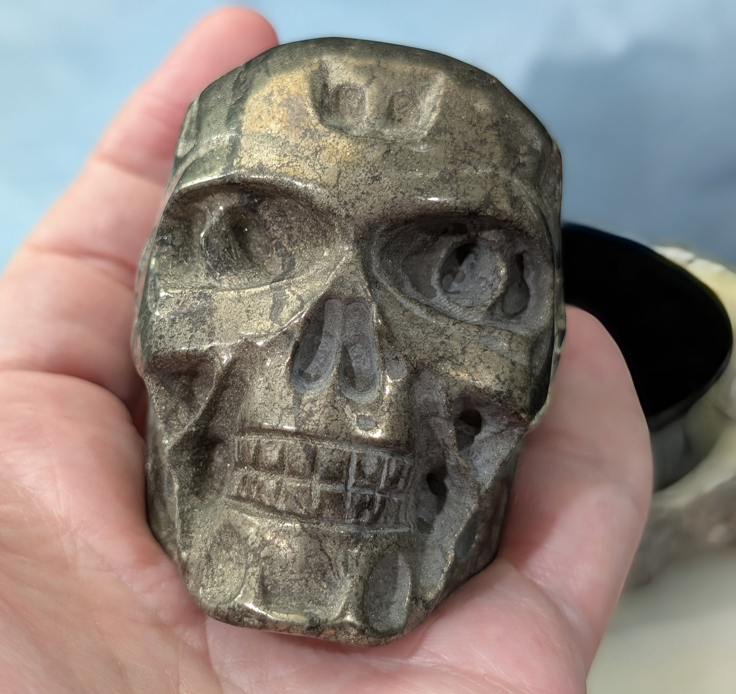 Pyrite Skull Carving