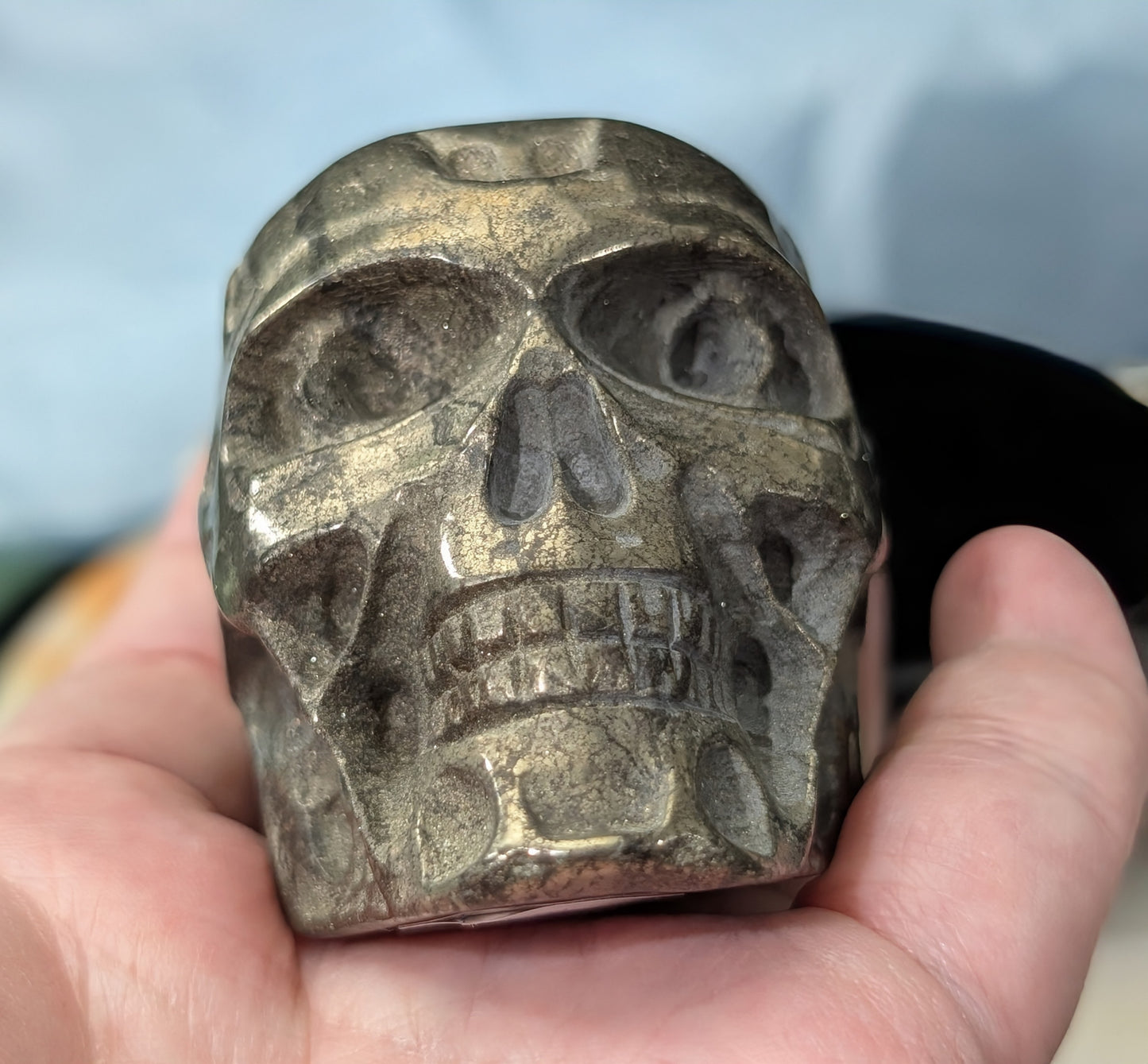 Pyrite Skull Carving