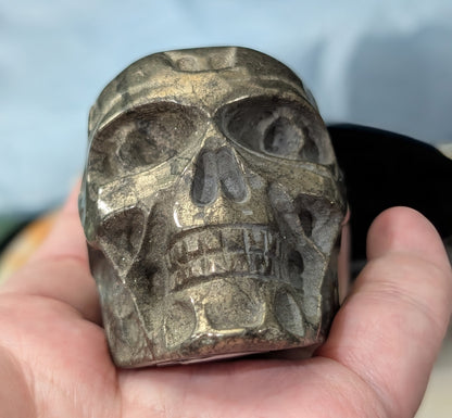 Pyrite Skull Carving