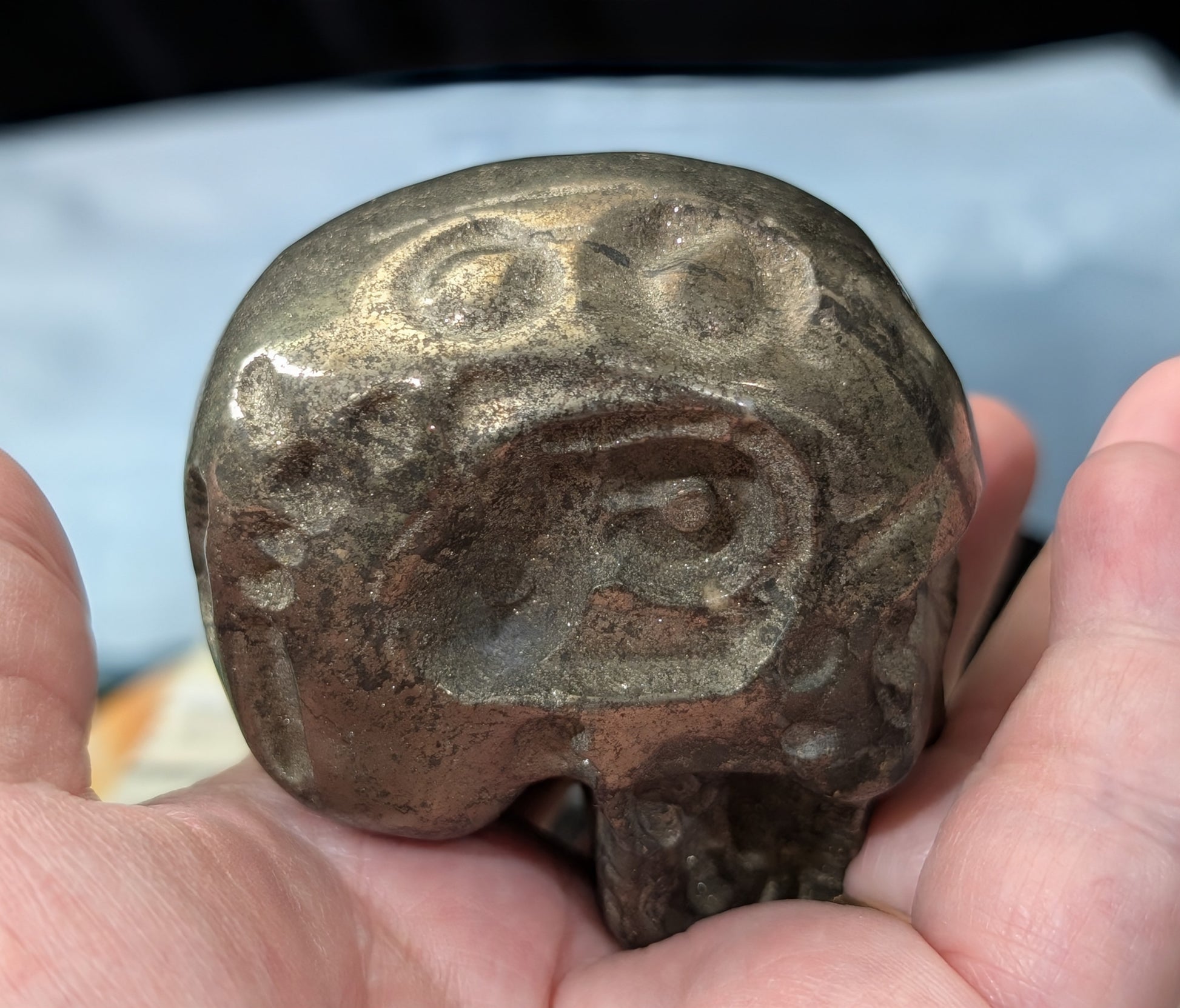 Pyrite Skull Carving