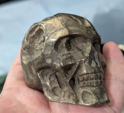 Pyrite Skull Carving