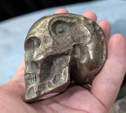 Pyrite Skull Carving