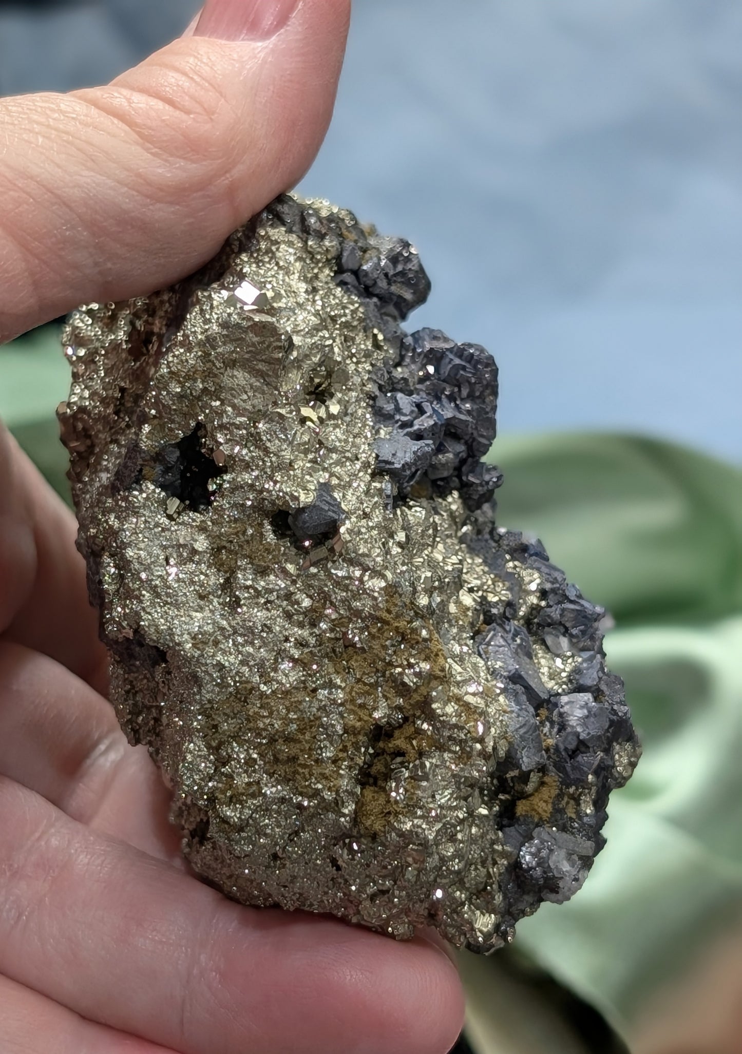 Pyrite in Matrix with Galena Specimen