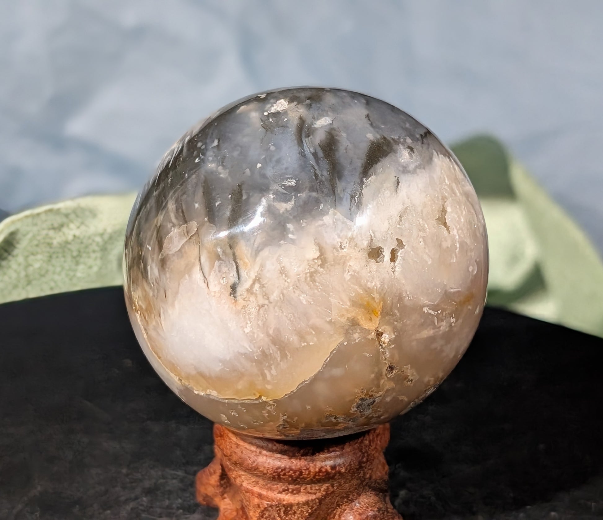 Rainbow Plume Agate Sphere