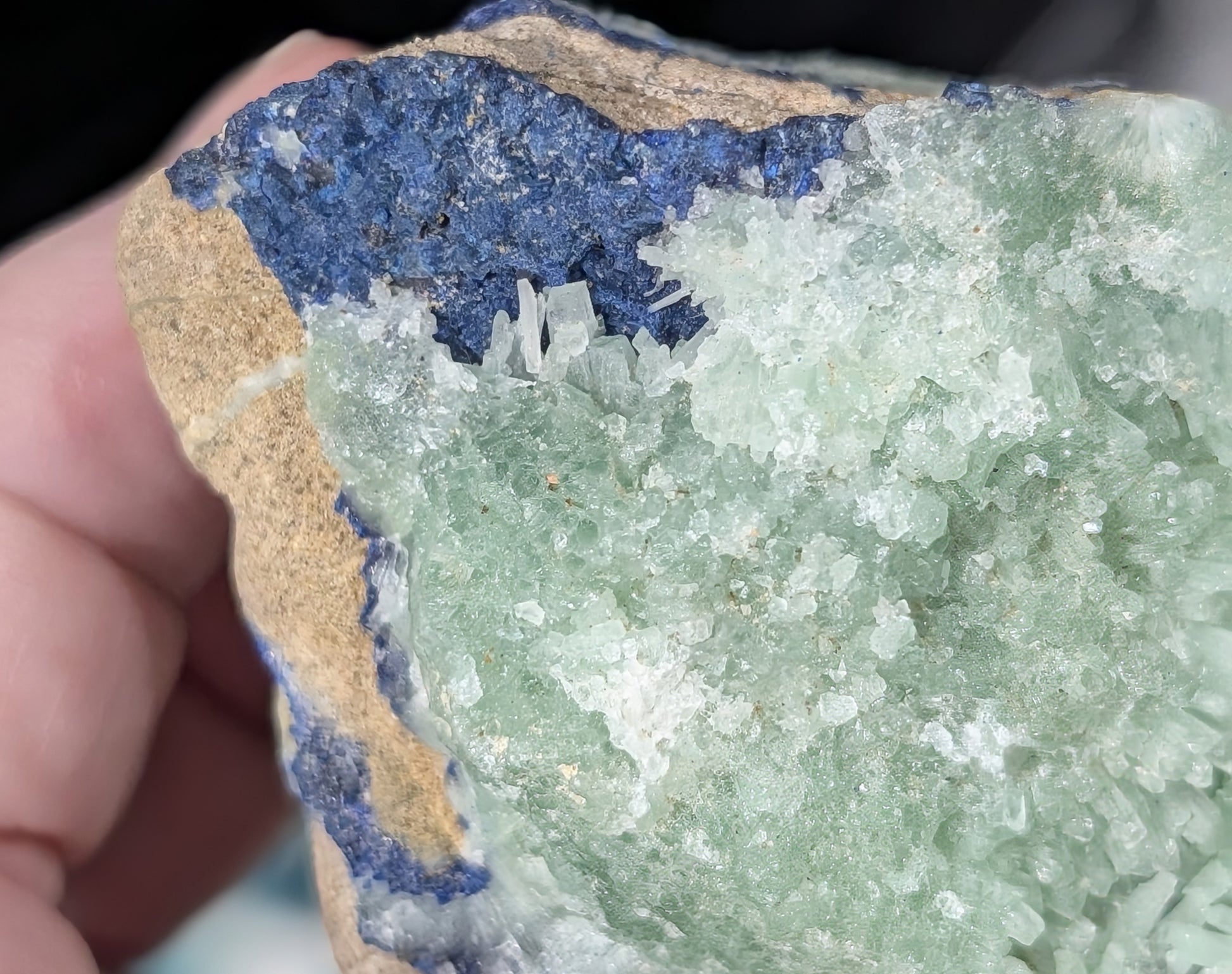 Raw Azurite in Smithsonite Specimen