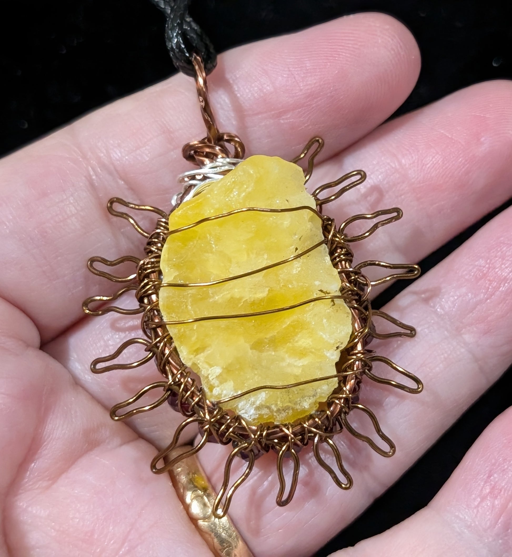 Raw Brucite Sun and Moonstone Pendant