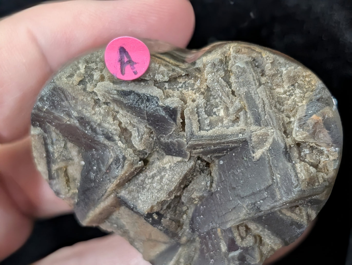 Raw Cubic Purple Fluorite Heart