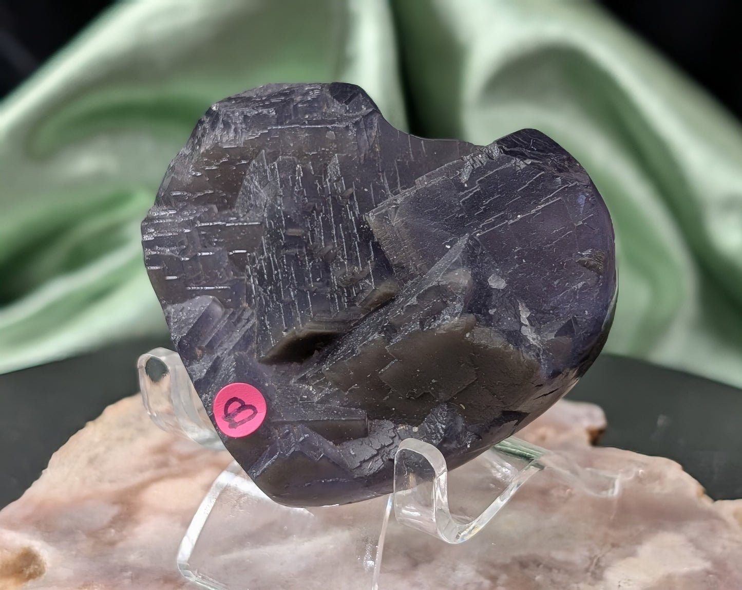 Raw Cubic Purple Fluorite Heart