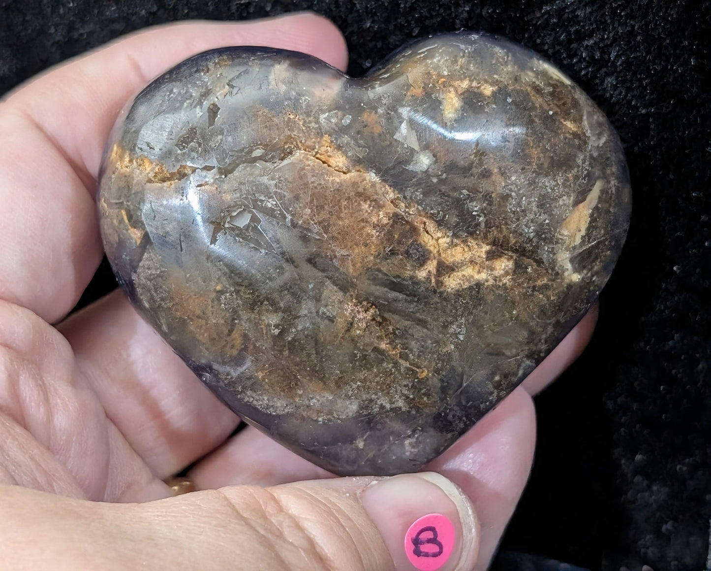 Raw Cubic Purple Fluorite Heart