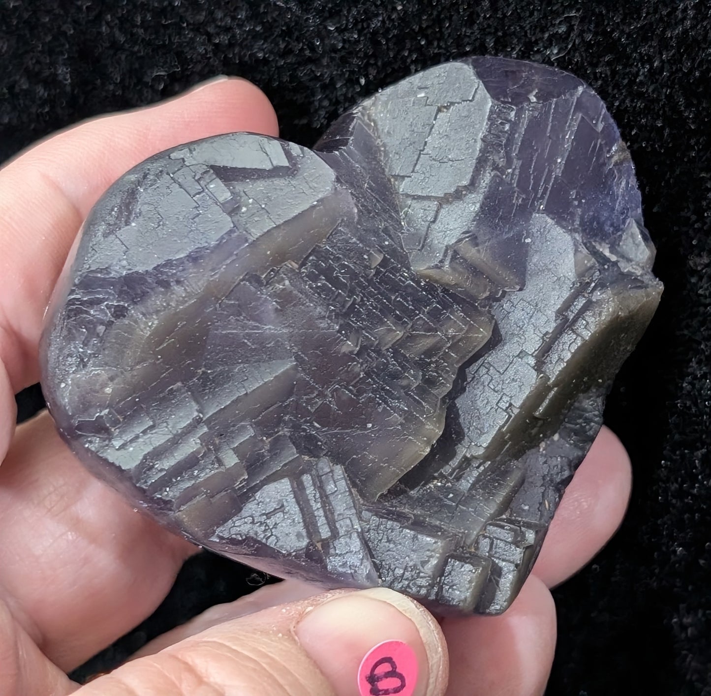 Raw Cubic Purple Fluorite Heart