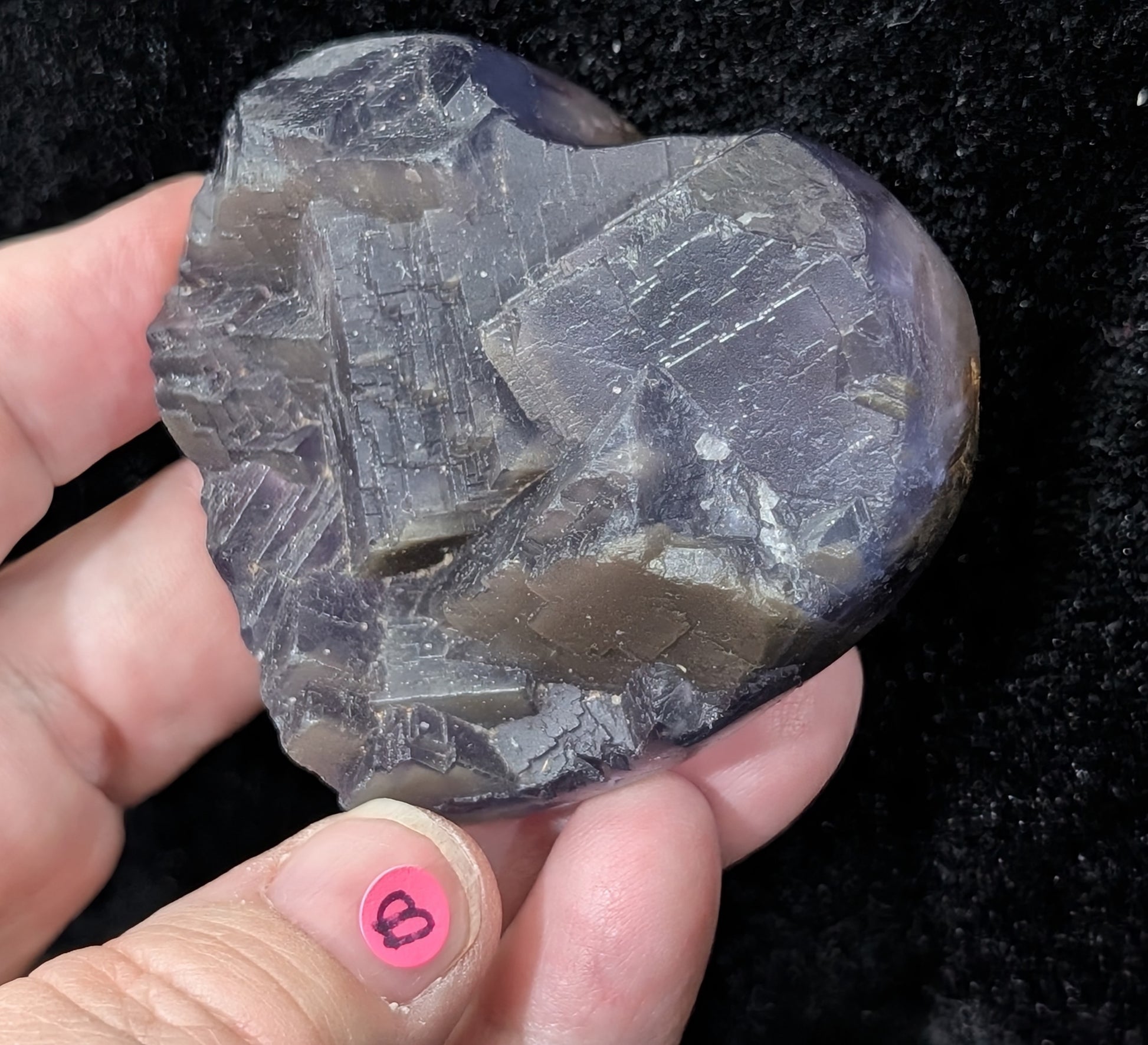 Raw Cubic Purple Fluorite Heart