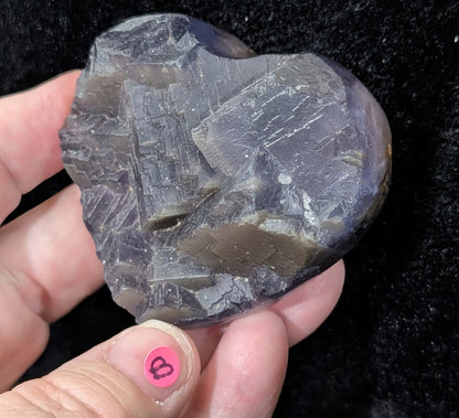 Raw Cubic Purple Fluorite Heart