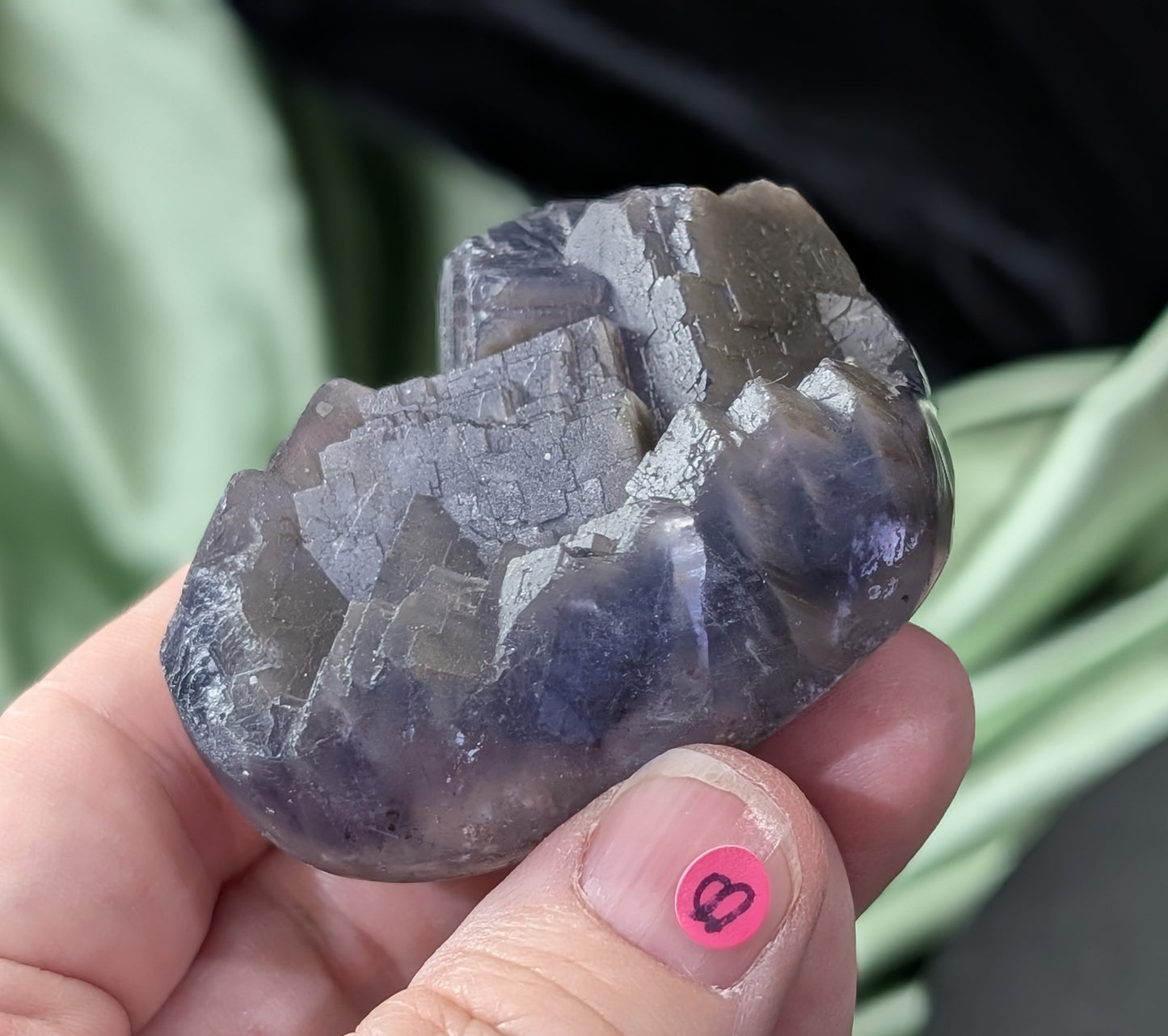 Raw Cubic Purple Fluorite Heart