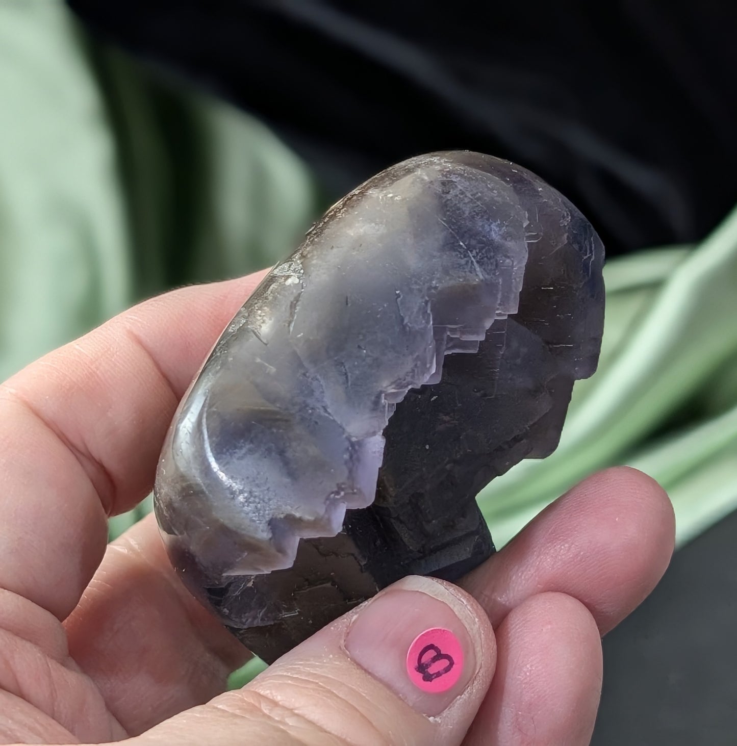 Raw Cubic Purple Fluorite Heart