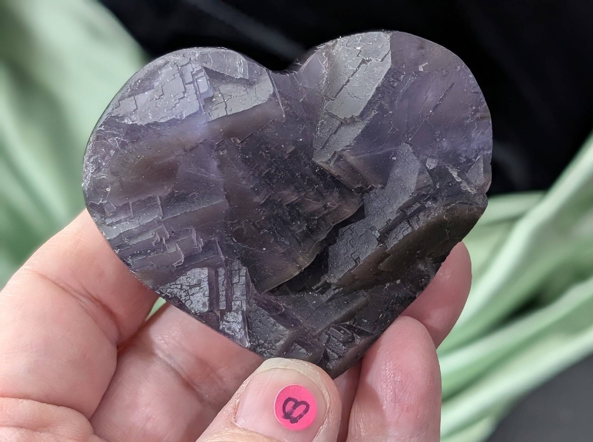 Raw Cubic Purple Fluorite Heart