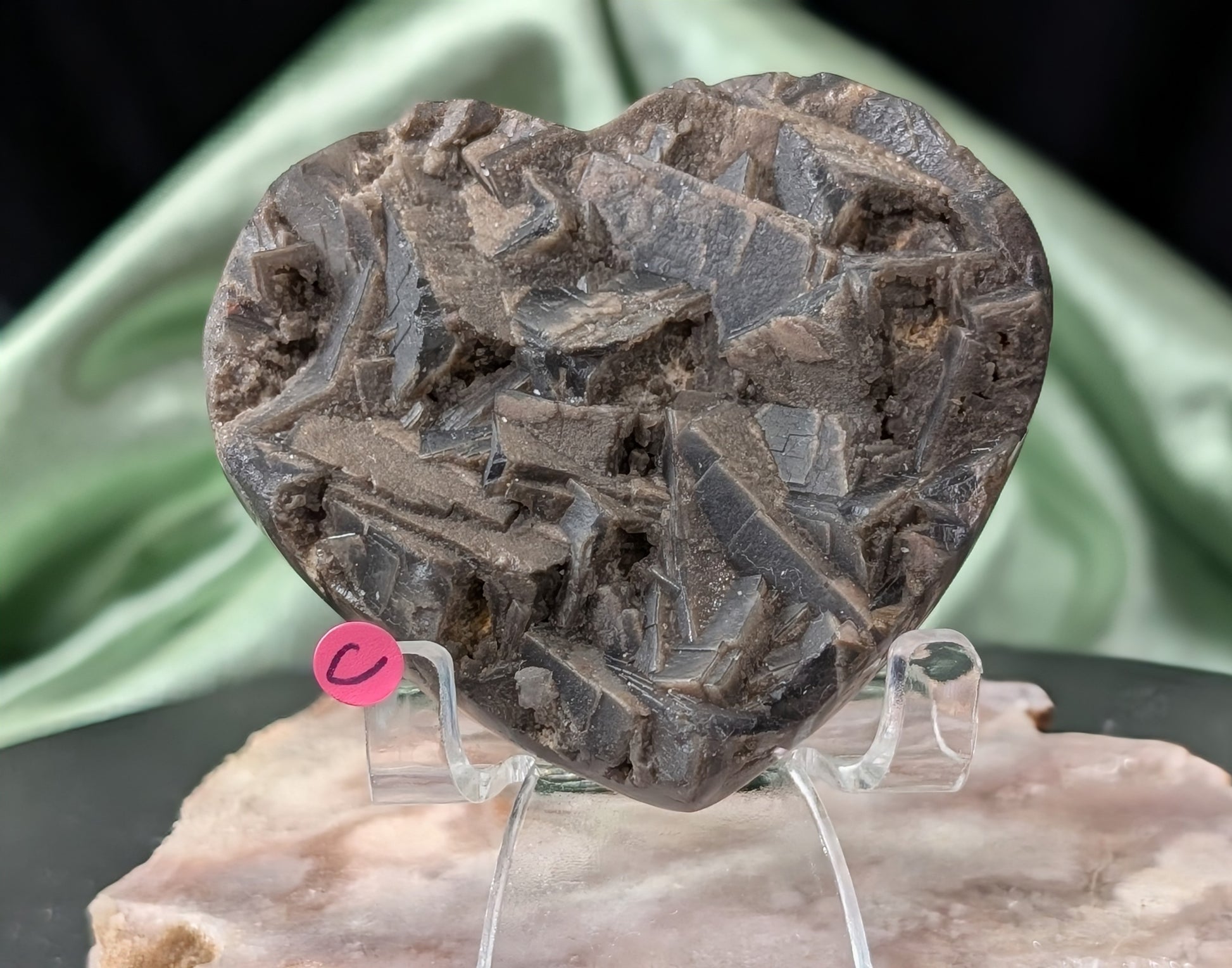 Raw Cubic Purple Fluorite Heart