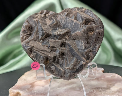 Raw Cubic Purple Fluorite Heart