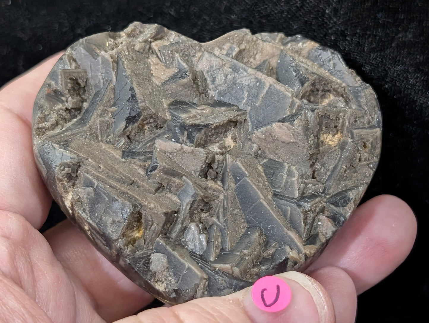 Raw Cubic Purple Fluorite Heart