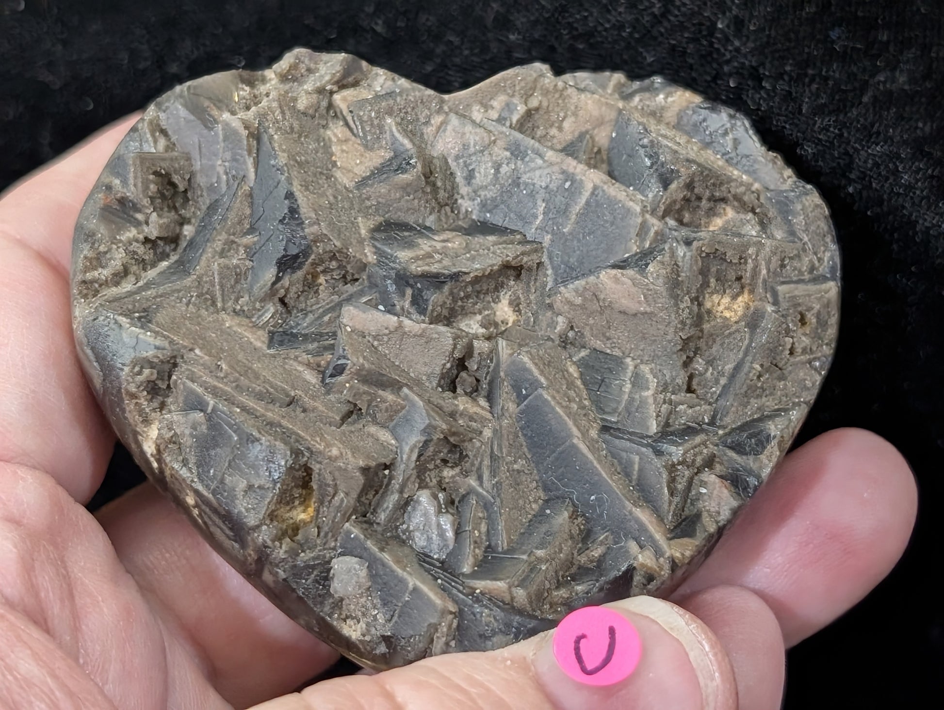 Raw Cubic Purple Fluorite Heart