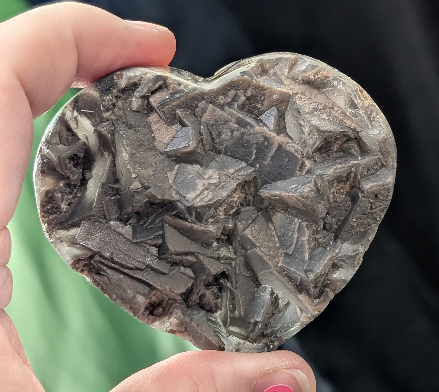 Raw Cubic Purple Fluorite Heart