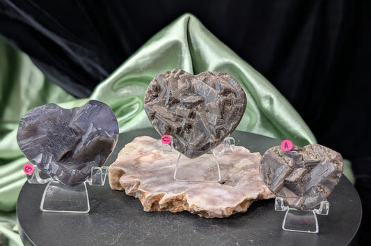 Raw Cubic Purple Fluorite Hearts