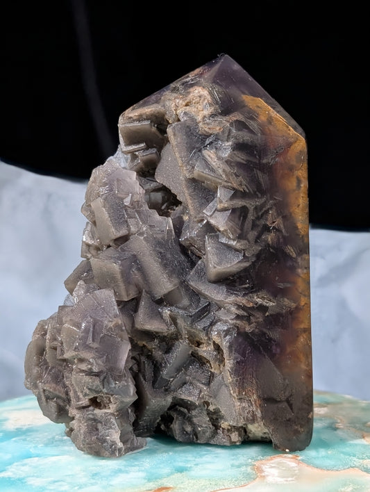 Raw Cubic Purple Fluorite Specimen Tower