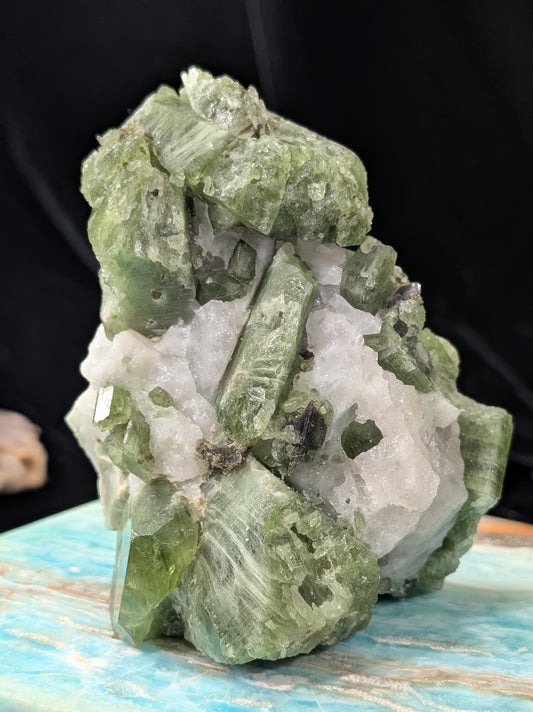 Raw Green Diopside Specimen with Mica