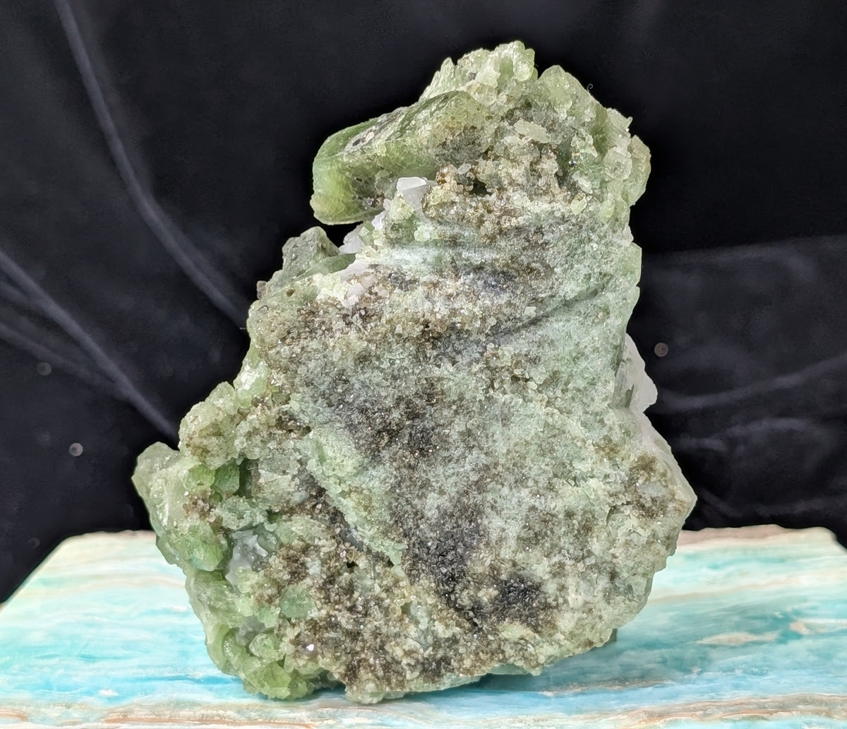 Raw Green Diopside Specimen with Mica