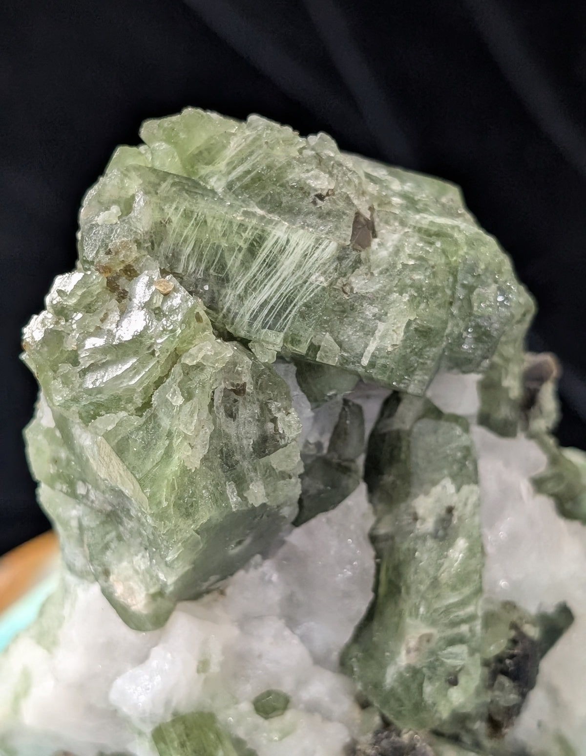 Raw Green Diopside Specimen with Mica