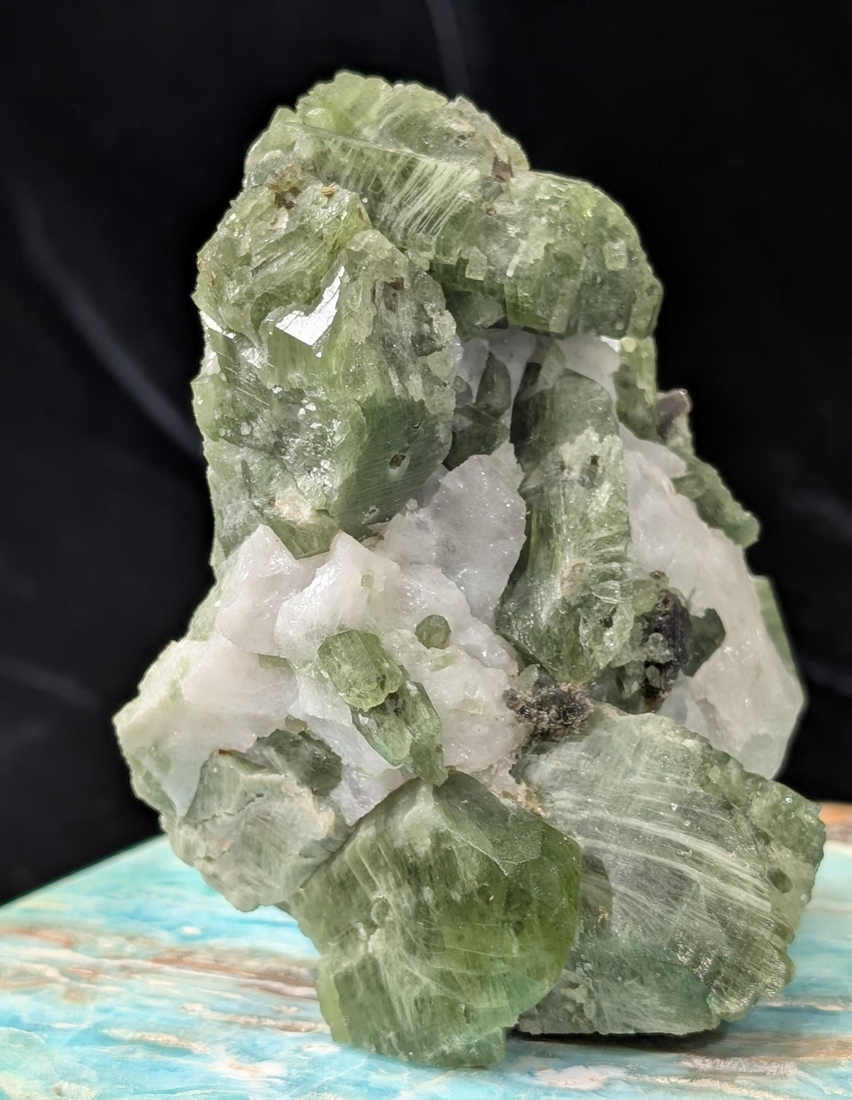 Raw Green Diopside Specimen with Mica