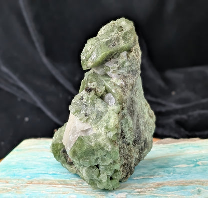 Raw Green Diopside Specimen with Mica