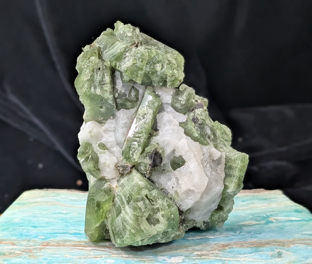 Raw Green Diopside Specimen with Mica
