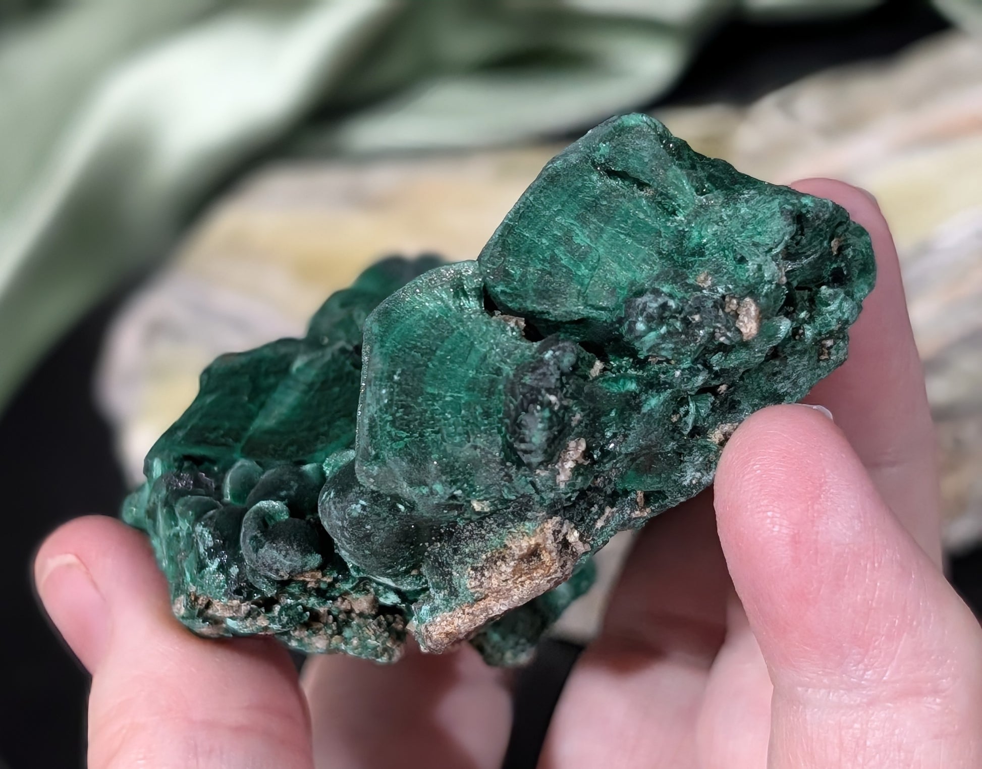 Raw Silky Malachite Specimen