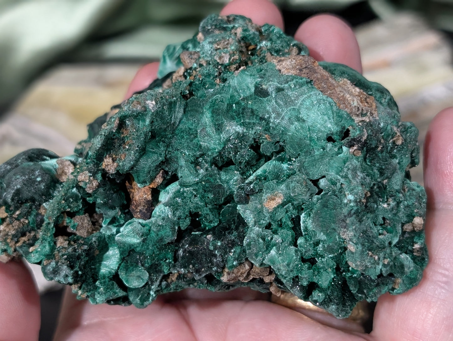 Raw Silky Malachite Specimen