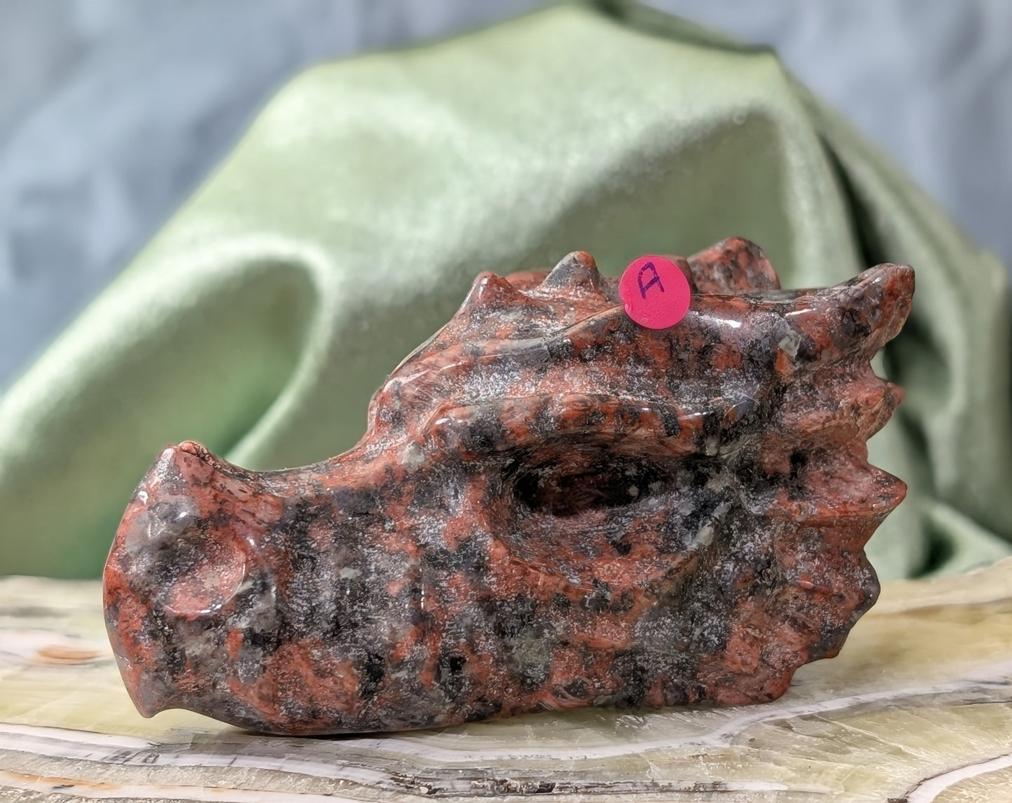 Red Larvikite Dragon Head