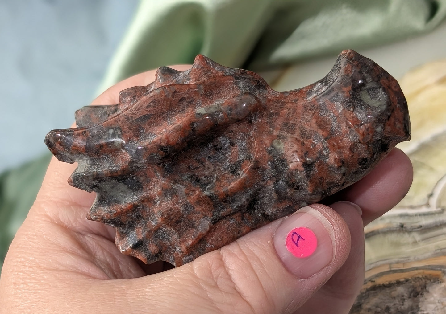 Red Larvikite Dragon Head