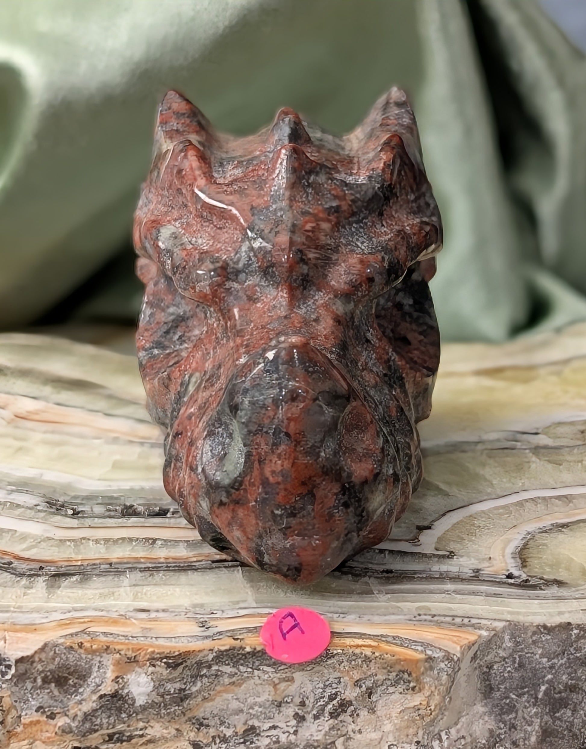 Red Larvikite Dragon Head