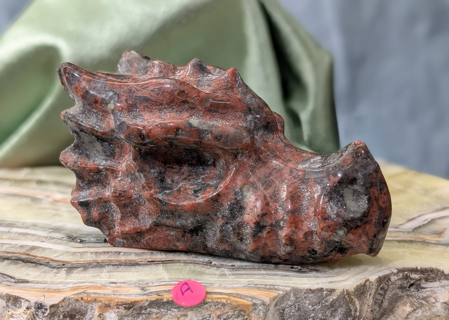 Red Larvikite Dragon Head