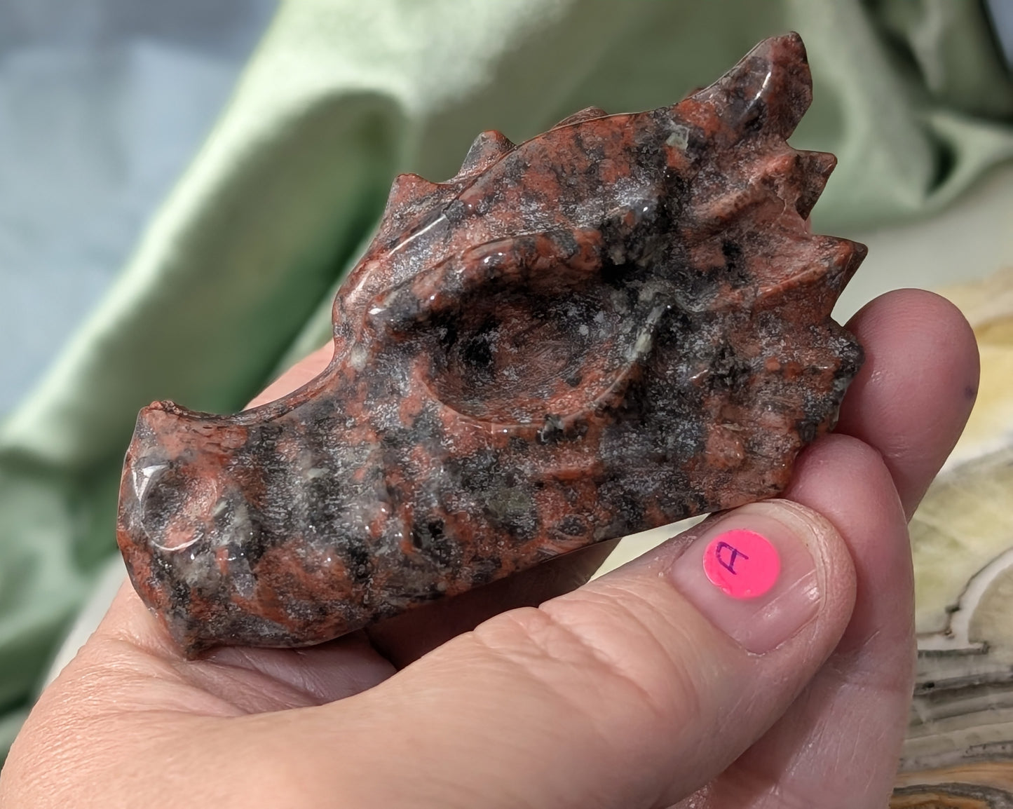 Red Larvikite Dragon Head